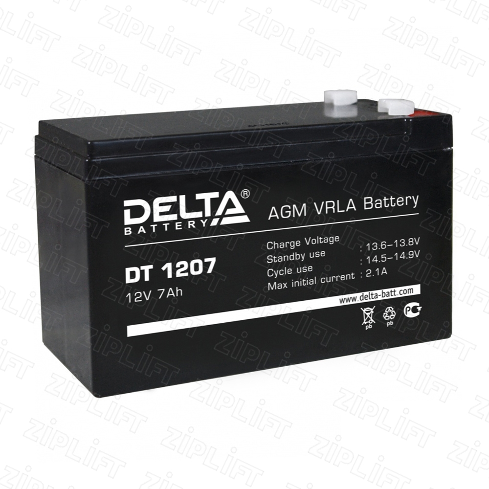 Аккумулятор 12В 7Ач 151х65х101мм Delta DT 1207